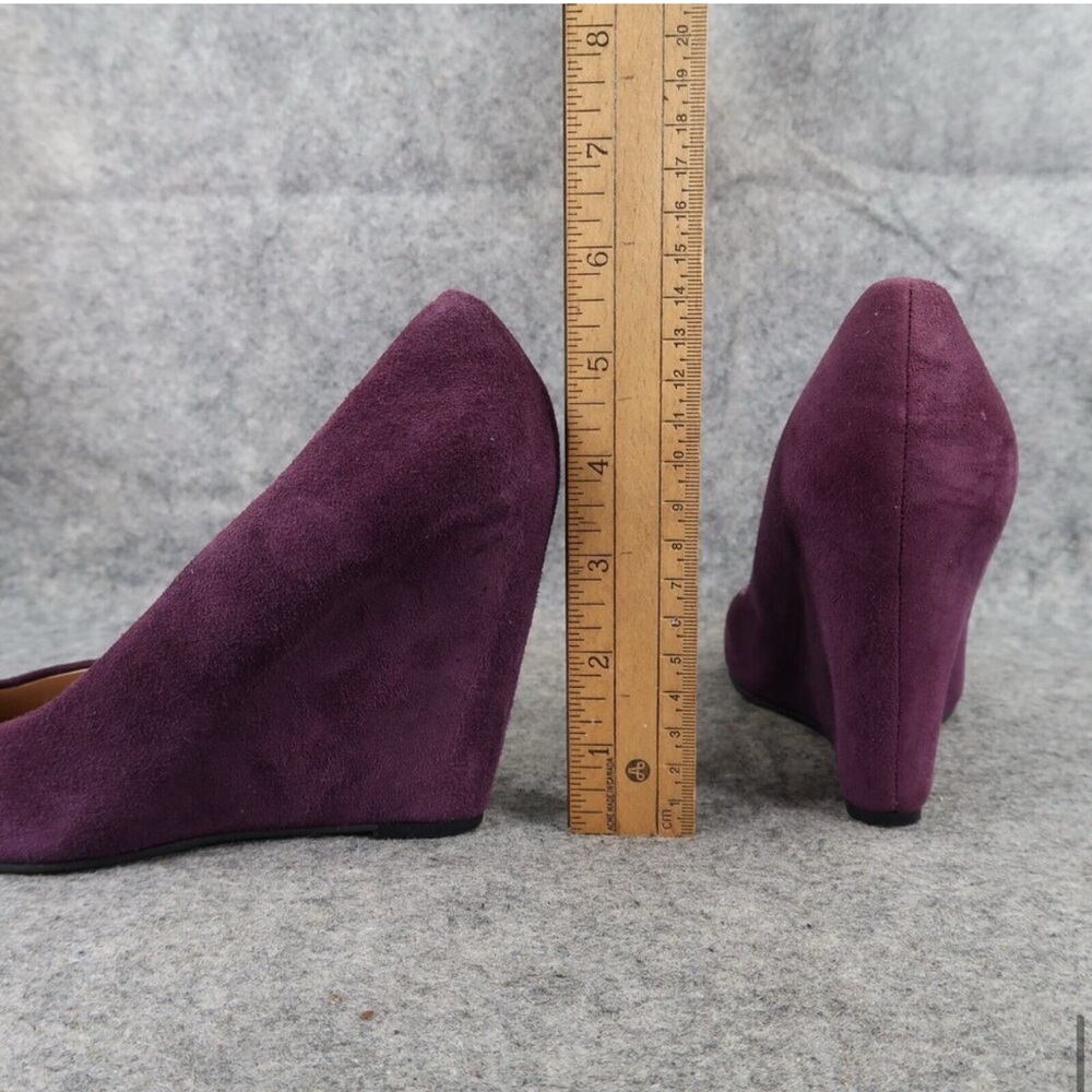 Via Spiga Shoes Women 7 Wedge Pumps Leather Purple Fashion Formal Career Classic